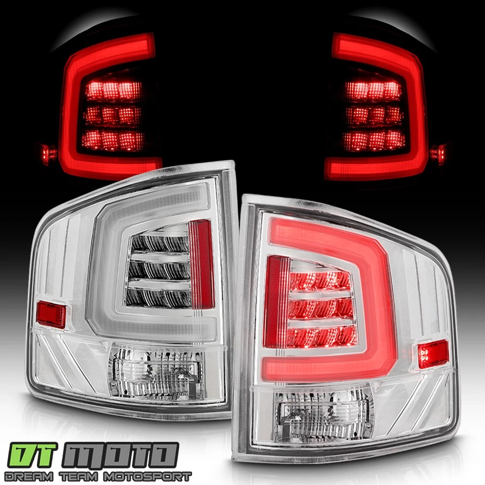 For 1994-2004 Chevy S10/ GMC Sonoma Chrome LED Tube Tail Lights Brake Lamps Pair - Image 2 of 4