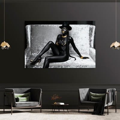   Erotisches Frau Kunst Bild, gold Make-up Wandbild, Acrylglas, Leinwand, Poster