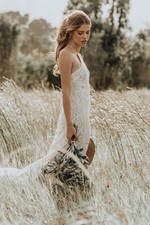 Spell And The Gypsy Casablanca Lace Halter Ivory Beachy Wedding Dress AU L US 8