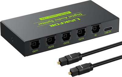 Linkfor Digital Optical Audio 1X4 Splitter Digital SPDIF Toslink Optical Fiber A