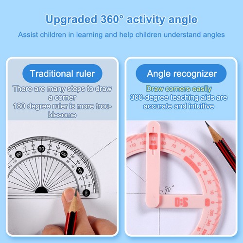 1PC 360 Degree Activity Protractor Student Angle Reader Teaching Aids - Afbeelding 8 van 15