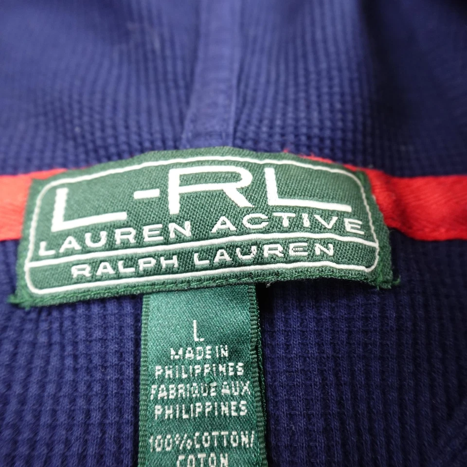 Ralph Lauren Sudadera con Capucha Mujer L Azul Cremallera Completa Tejido Waffle Chaqueta Térmica Sudadera Foto 4 de 4