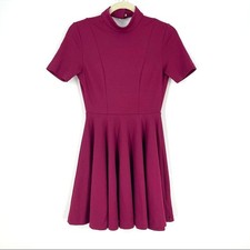 Nasty Gal Skater Dress Burgundy Open Back Size Small