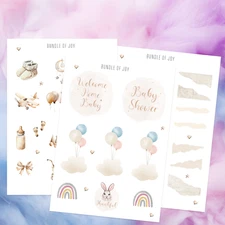 Baby Journaling and Scrapbooking Sticker Sheets - Set of 3