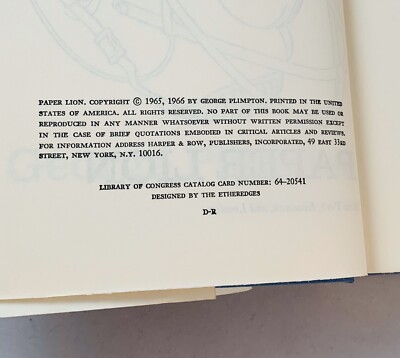 Paper Lion-George Plimpton-SIGNED!!-INSCRIBED!!-First/1st Edition