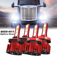 For Peterbilt 579 587 Trucks LED Headlight Kit 4 Bulbs High / Low Beam white