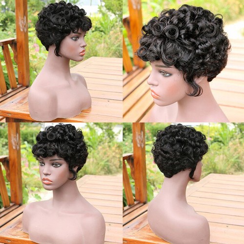 Short Pixie Cut Wigs Spiral Curly 100% Human Hair Wigs Afro Curly Wig for Women - Picture 6 of 11