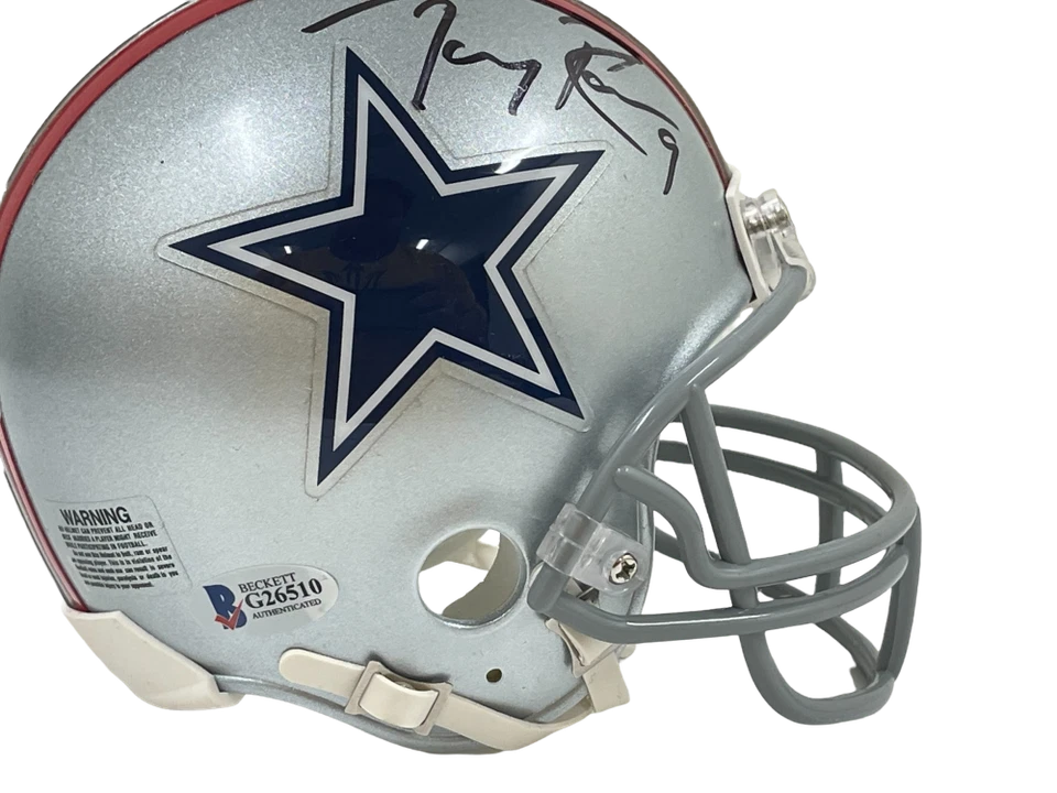 TONY ROMO FIRMADO EE. UU. MINI CASCO DALLAS COWBOYS AUTÓGRAFO AUTÉNTICO BECKETT Foto 2 de 2
