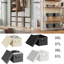 Aufbewahrungsbox mit Deckel 1/3/5er Set Stoff Faltbox Lagerbox Regalbox 20-51L
