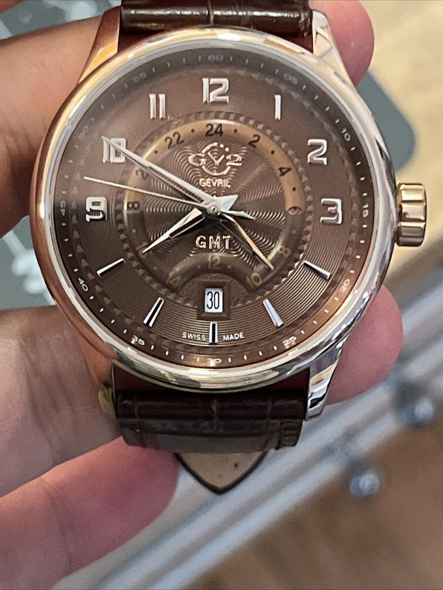 Gv2 By Gevril Men's 42305 Giromondo Brown Dial Brown Leather Date