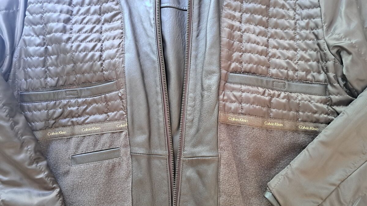 Vintage Y2K Calvin Klein Leather Jacket Men's Size L Brown Vintage Y2K Calvin Klein Leather Jacket Men's Size L Brown