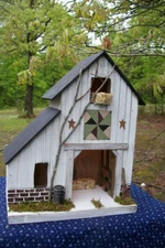 Barn, Quilt Block Barn, Primitive Birdhouse, Lighted House, Lighted, Folk Art
