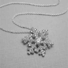 Snowflake Necklace, Sterling Silver and CZ Snowflake Necklace, Winter Wedding