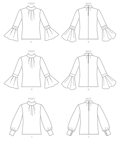 Vogue V9285 Pattern Easy Miss/Women Peasant Tops Loose Fitting Sleeve Variations - Picture 3 of 9