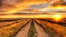 Landscape nature dirt road sunset plains r sunlight Custom Gaming Mat Desk