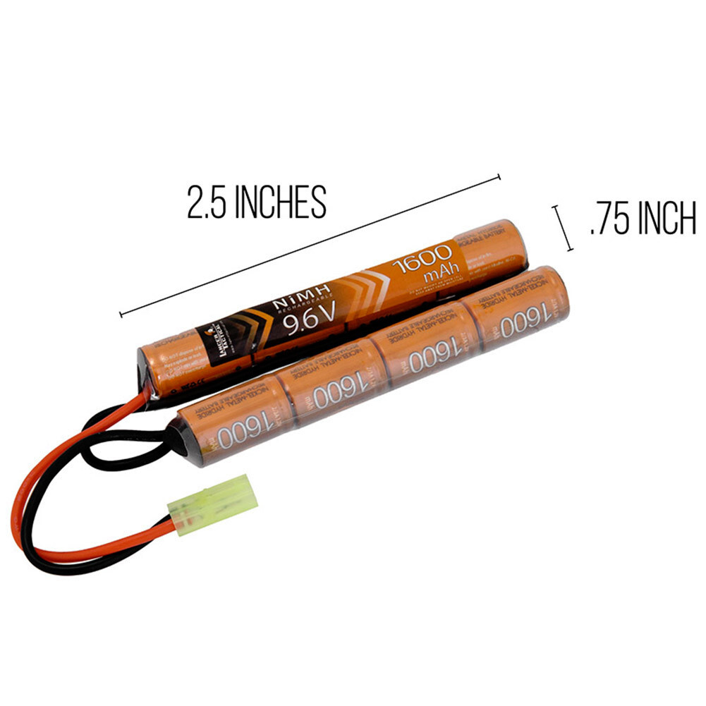 Lancer Tactical 9.6v 1600mAh NiMH Nunchuck Airsoft AEG Battery LT9