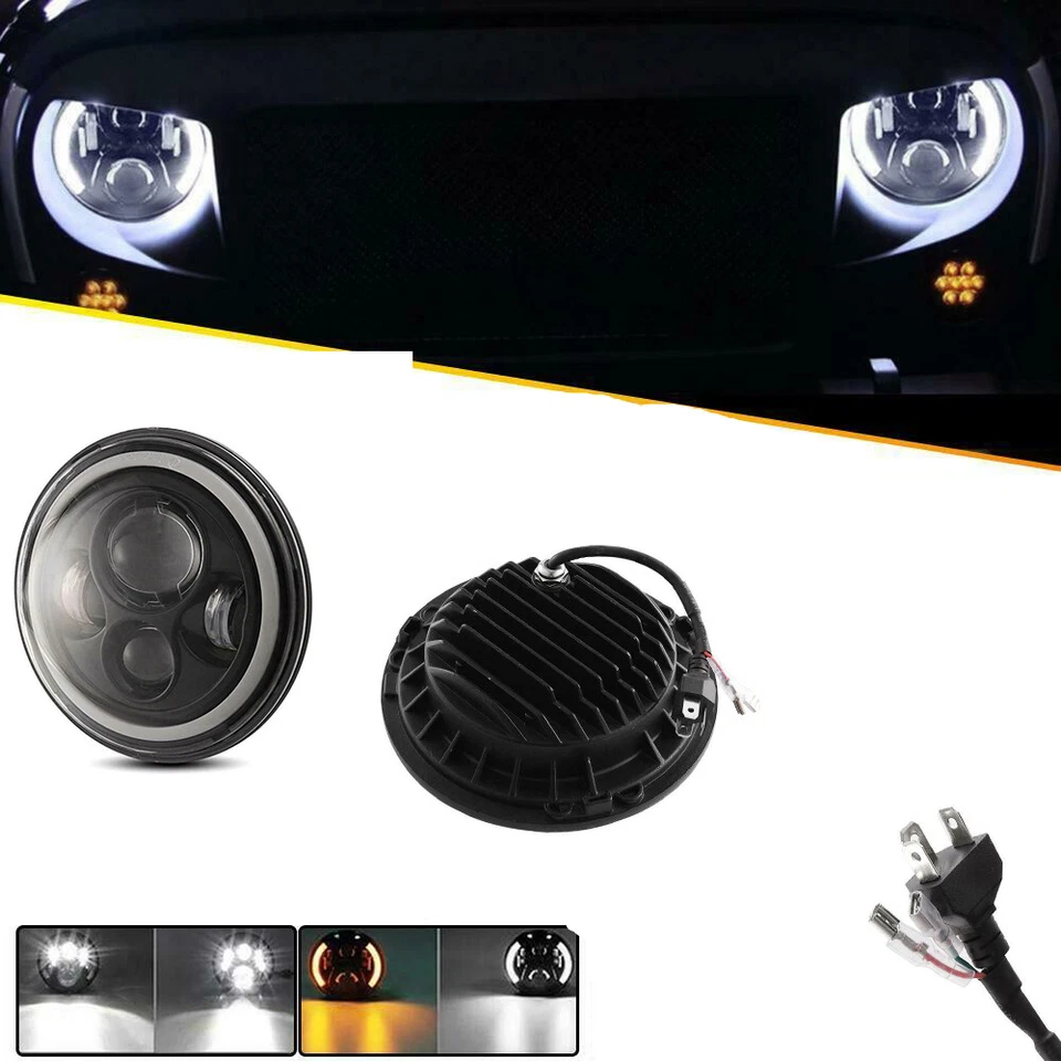 Faróis de LED de 7 polegadas para 2002 2003 2004 2005 2006 Mercedes Benz G500 G55 AMG - Imagem 2 de 4