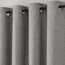 Blackout Linen Textured Curtains 2 Panels Set, Grommet Curtains 96 Inches Long f