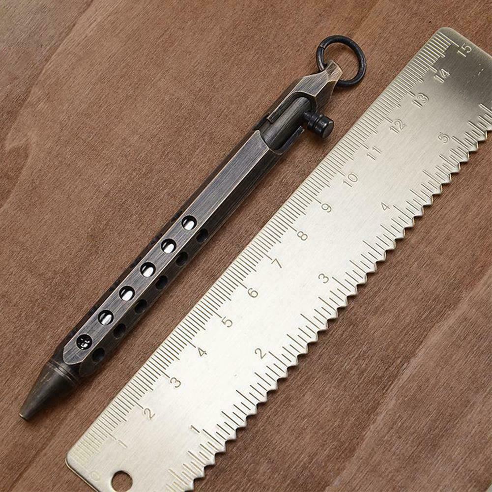 Messing Gel-Tintenstift – Retro, Sechseckig, Mit Bolzen-Mechanismus (ca. 13 Cm), Schreibt Glatt