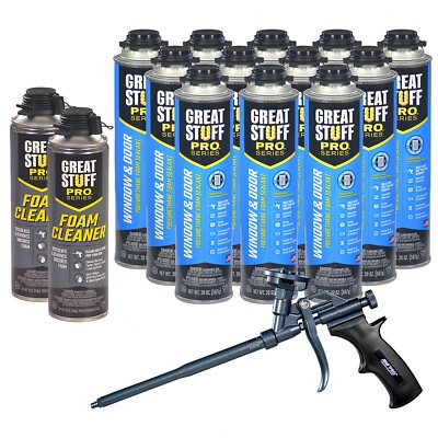 Great Stuff Window & Door 20 oz Foam (12), Gun Cleaner (2), Applicator Gun