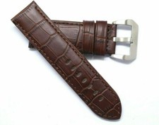 26mm Brown Croco Embossed Leather Replacement Men Watch Band - Invicta Lupah 26
