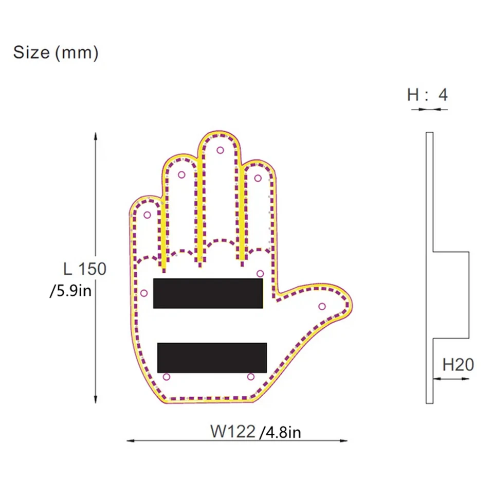 Luz de freno LED de advertencia para ventana trasera con control remoto para dedo medio para automóvil Foto 3 de 4