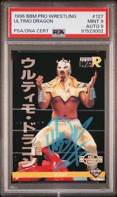 ULTIMO DRAGON 1996 BBM JAPAN WRESTLING SIGNED ROOKIE CARD - PSA 9