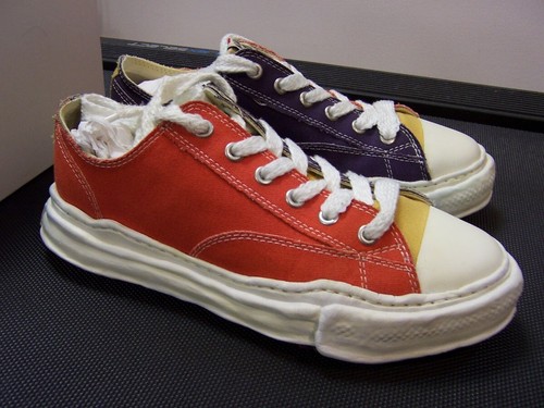 Maison Mihara Yasuhiro Size Eu 44, US 10 Canvas Low Orange Blue Sneaker Yellow - Picture 2 of 9
