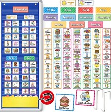 Visual Schedule for Kid Chore Chart Pocket Chart,Toddler Morning Bedtime Routine