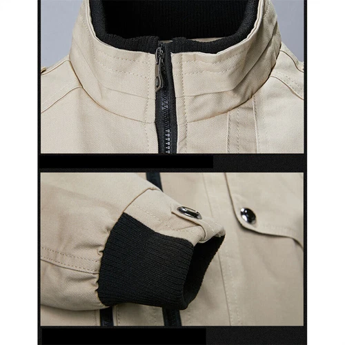 Chaqueta de bombardero vintage para hombre cuello alto chaqueta de aviador chaqueta de piloto chaqueta de transición-- - Imagen 9 de 20
