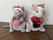 TY  Jingle mouse & Tiny Tim Lot  the Holiday Mouse New Stuffed Beanie Plush Lot