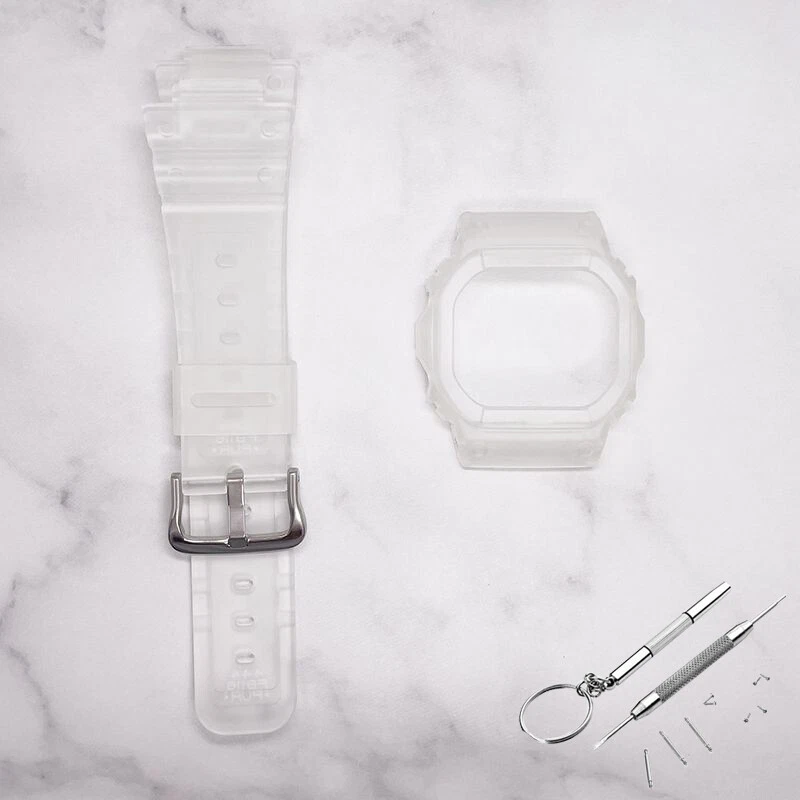 Correa de reloj de goma impermeable de resina + estuche para G-SHOCK DW-5600BB DW-5000 Foto 4 de 4