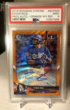 Edwin Rios 2018 Bowman Chrome DRAFT PICKS AUTO Orange Wave Refractor PSA MINT 9