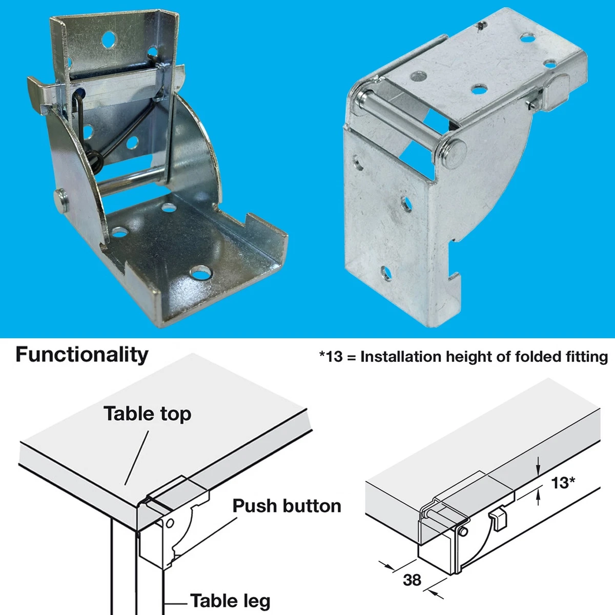 Folding table sales fitting
