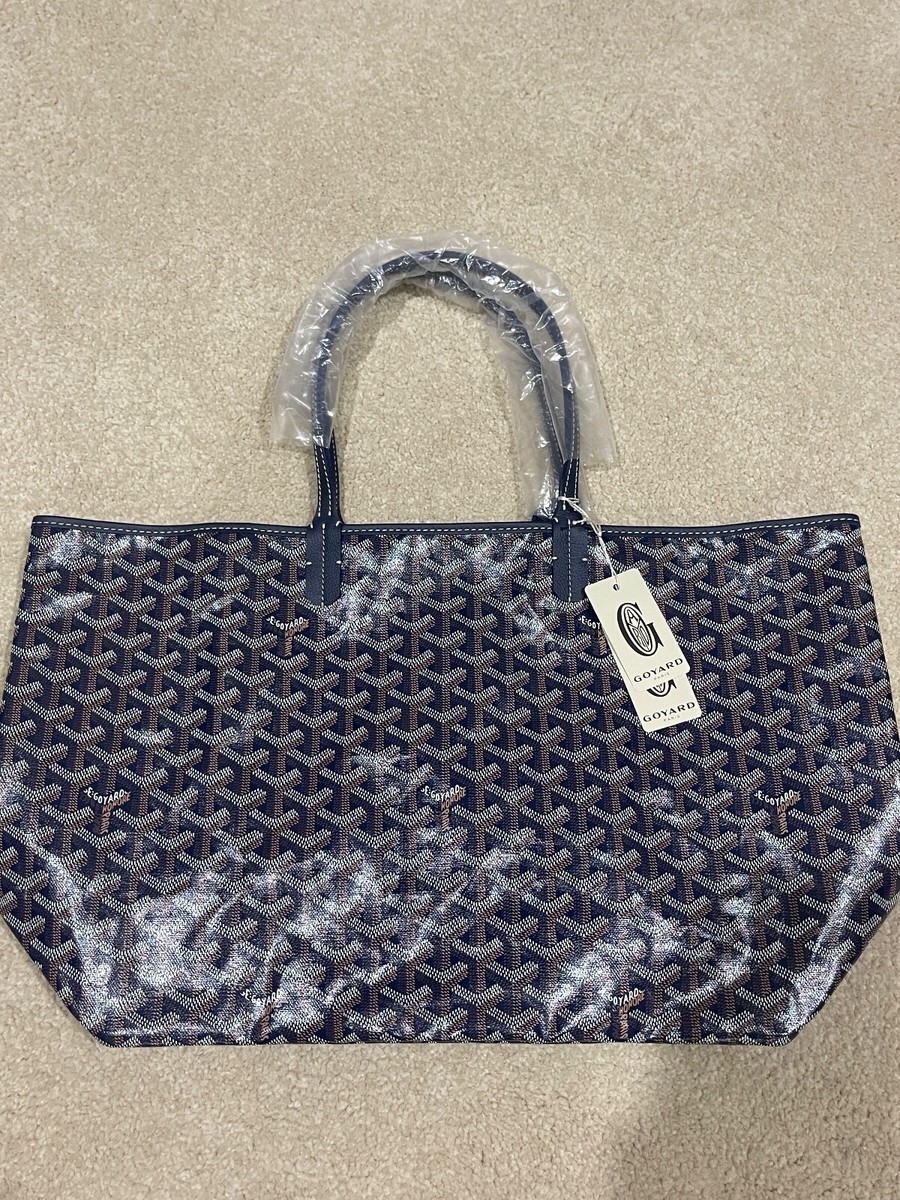 New Navy Goyard St. Louis PM Tote - Neutral Navy Goyardine - Small