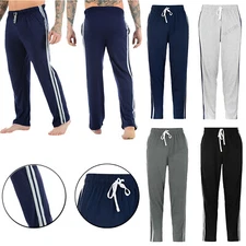 New Mens Jersey Striped Joggers Tracksuit Jogging Bottoms Gym Casual Sweatpants