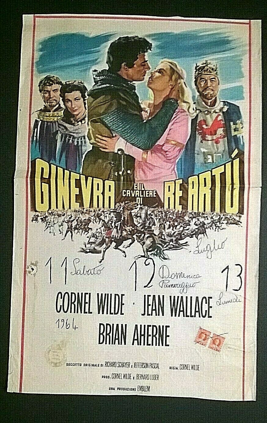 Locandina originale film Ginevra e il cavaliere di re Artù (1963) - Regia di Cornel Wilde