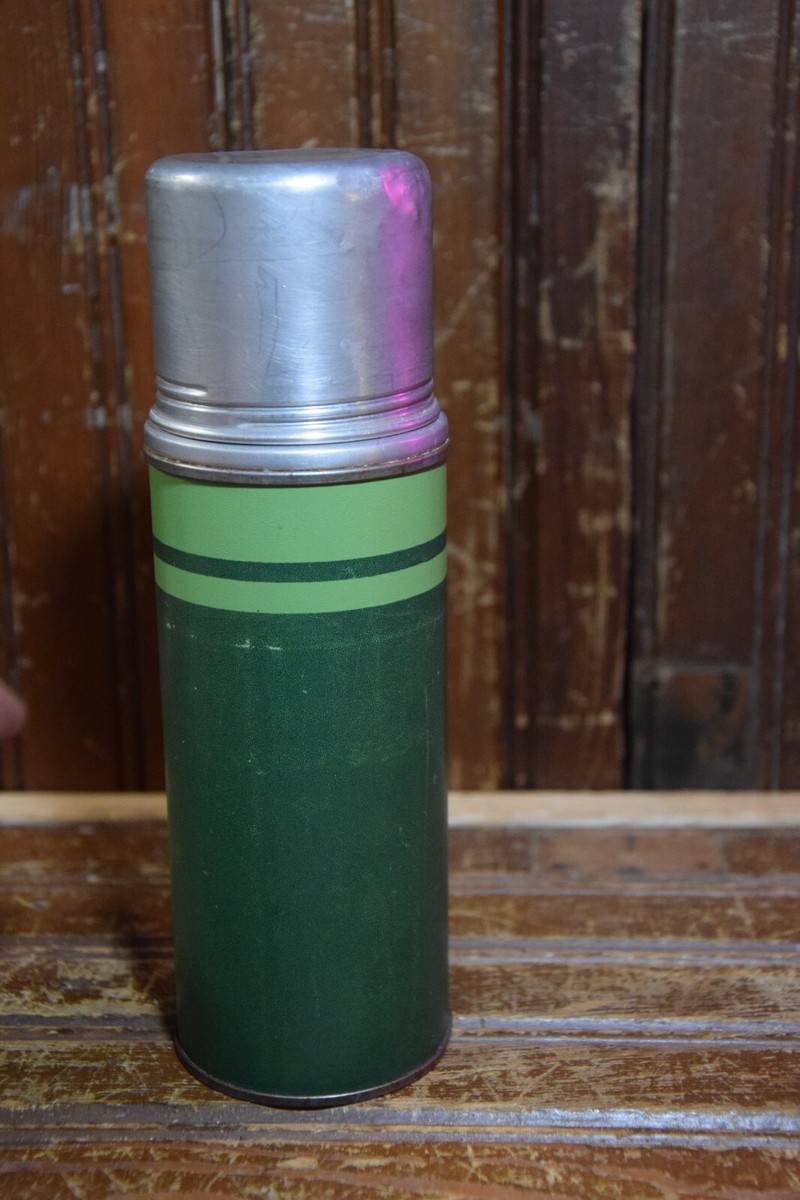 ヴィンテージボトルケース VINTAGE 1920s LIME HUNTER GREEN METAL THERMOS WARDS CUP LID