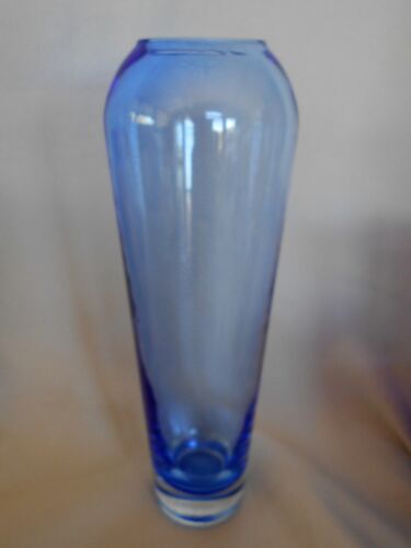 Elegant Collectible Tall Light Cobalt Blue & Crystal Blown Glass Vase - Picture 1 of 2