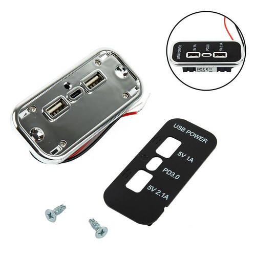 Car Charger Dual USB PD Type-C Adapter Power Socket Fast Charging Panel Mount - Picture 10 of 12