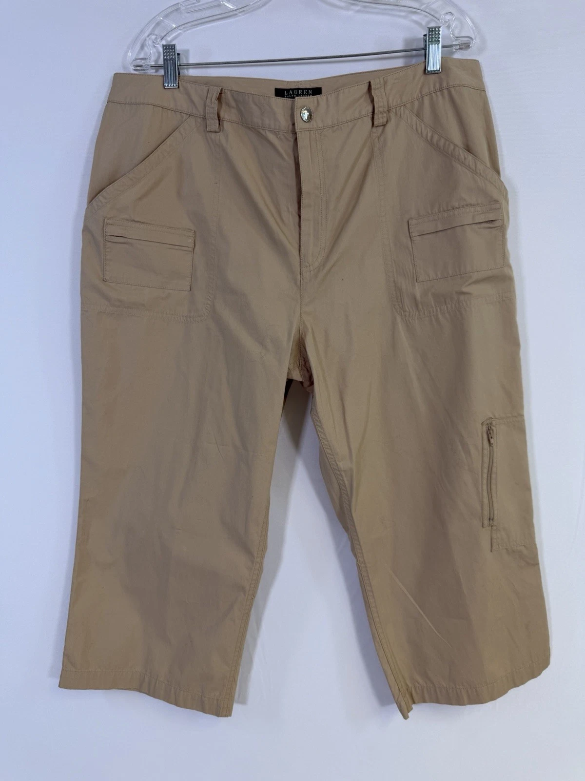Lauren Ralph Lauren Utility Cargo Capri Pants Womens Size 16 NWOT Tan