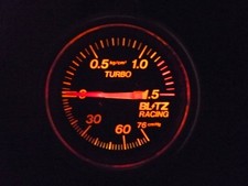 Blitz 52mm Mechanical Boost Gauge Black Turbo Meter Illuminated Tested Working