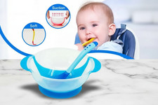 Baby Eco Suction Cup Food Bowl with Lid  Temperature Sensing Spoon - Assortment