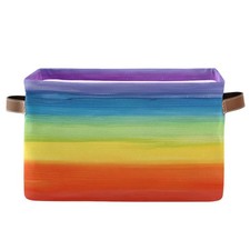 Large Storage Basket Colorful Stripe Rainbow Foldable Organizer Bins
