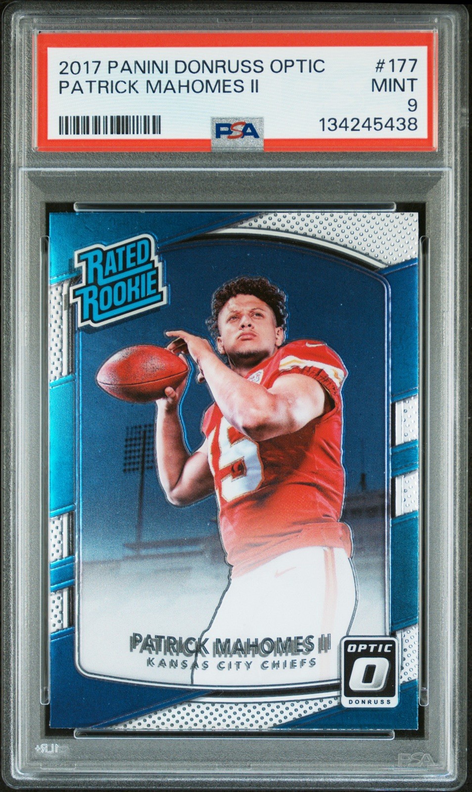 2017 Donruss Optic Rated Rookie Patrick Mahomes II #177 Chiefs RC PSA 9