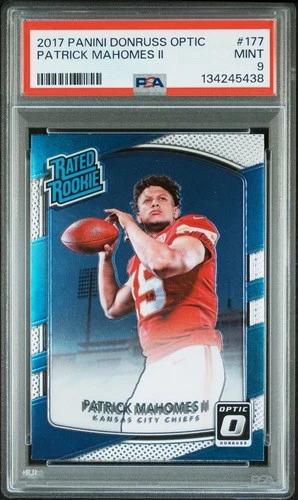 2017 Donruss Optic Rated Rookie Patrick Mahomes II #177 Chiefs RC PSA 9
