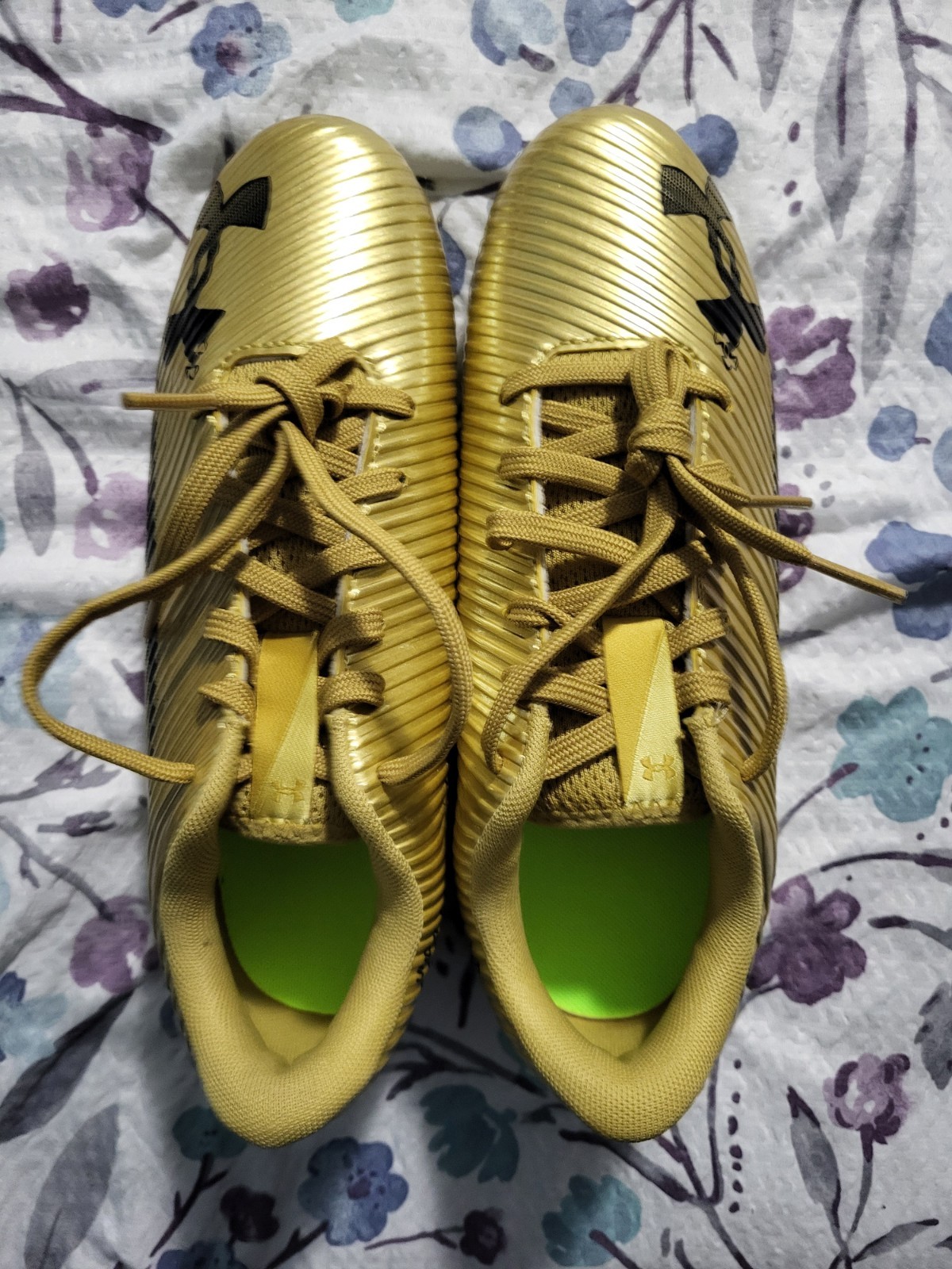 Under Armour Blur Select Jr Boys Football Cleats, Gold, Size 4.5Y, NEW w/Box thumbnail 8