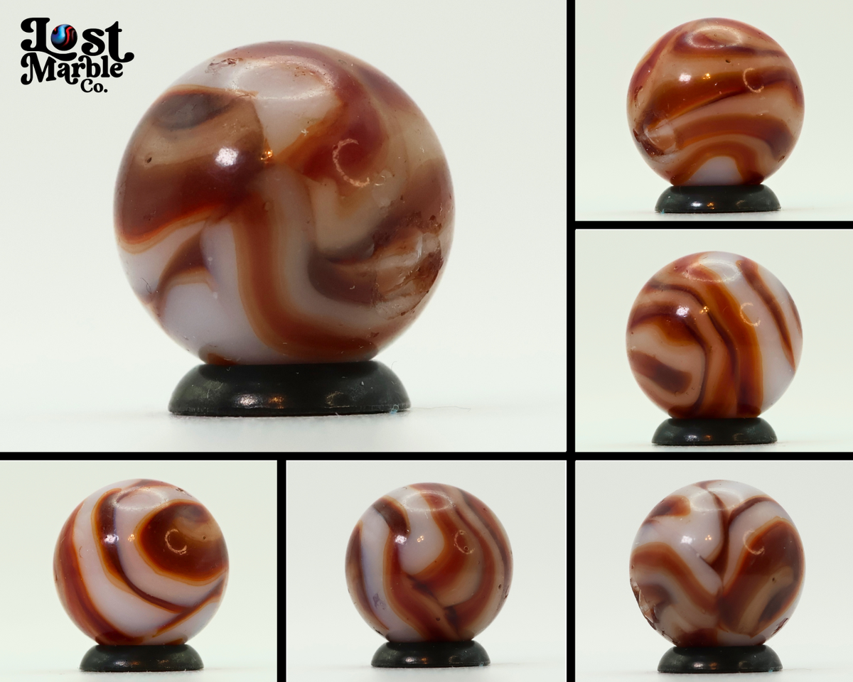 18mm Vintage Swirl Marble White & Red Oxblood? NM- | eBay