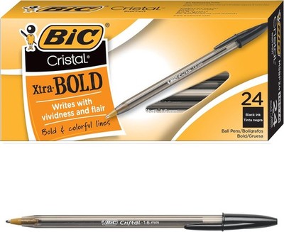 24 Pack BIC Cristal Bold Ballpoint Pens