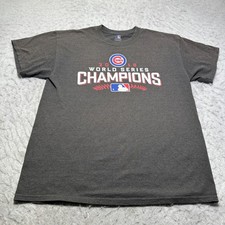 Chicago Cubs T Shirt Gray World Series 2016 Champs Short Sleeve Mens Size Large